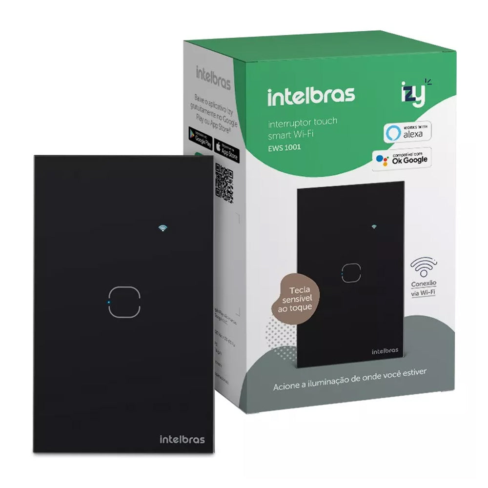 Interruptor Smart Inteligente Touch Wi-fi 1 Tecla Ews 1001 Preto Intelbras
