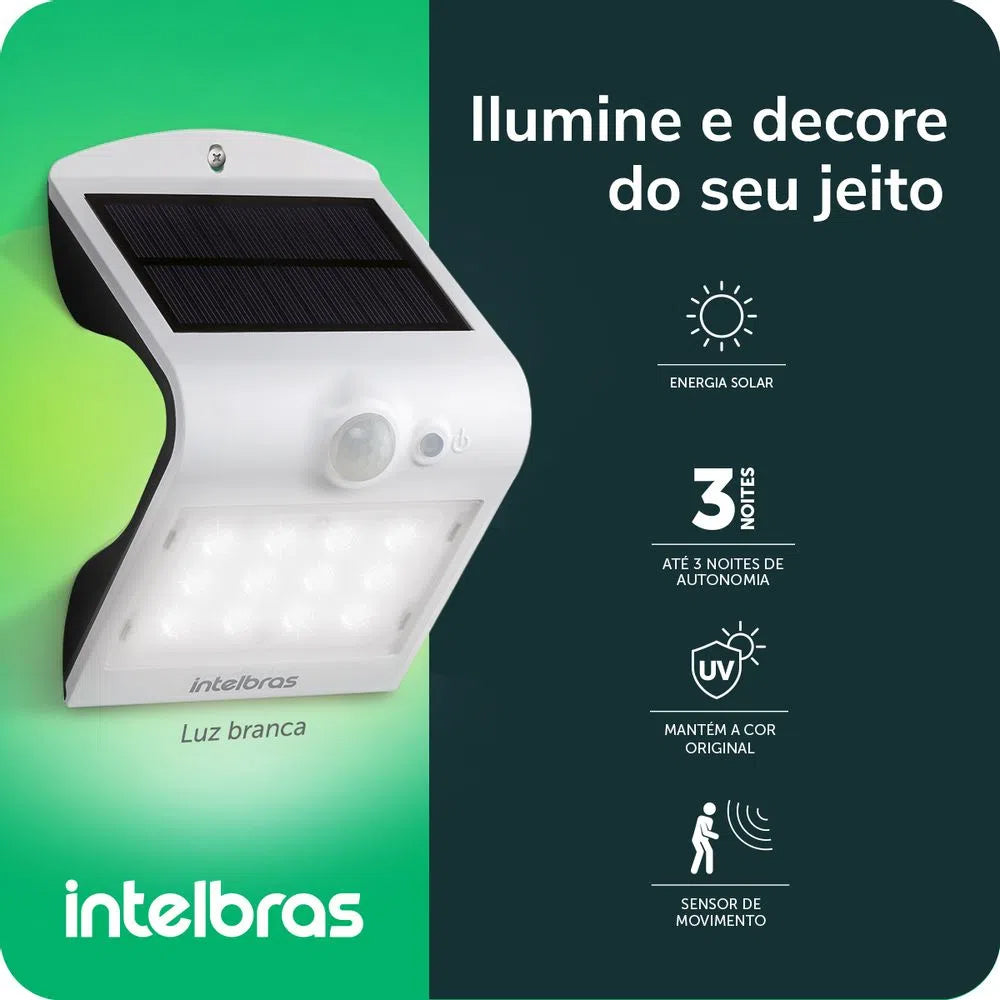 Arandela Solar Integrada Asi 220 para Parede Externa Luz Branca Intelbras