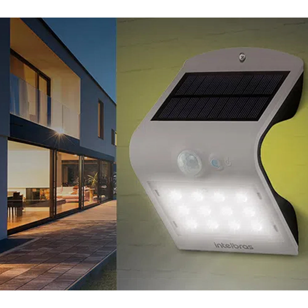 Arandela Solar Integrada Asi 220 para Parede Externa Luz Branca Intelbras