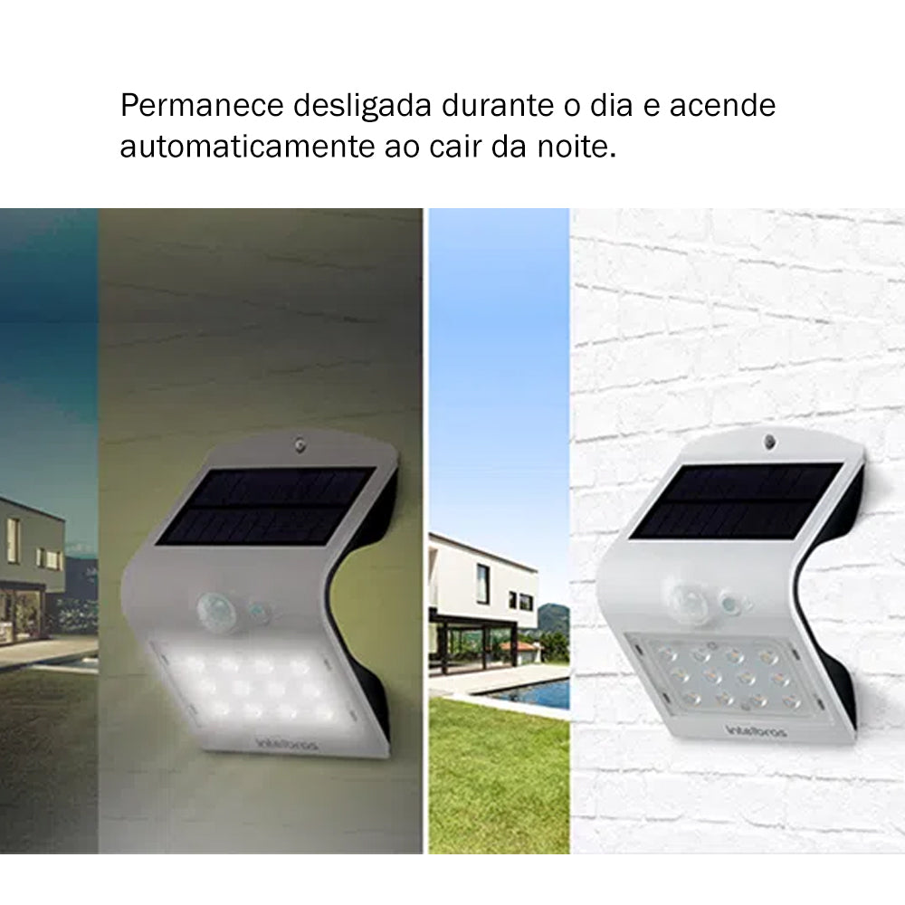 Arandela Solar Integrada Asi 220 para Parede Externa Luz Branca Intelbras