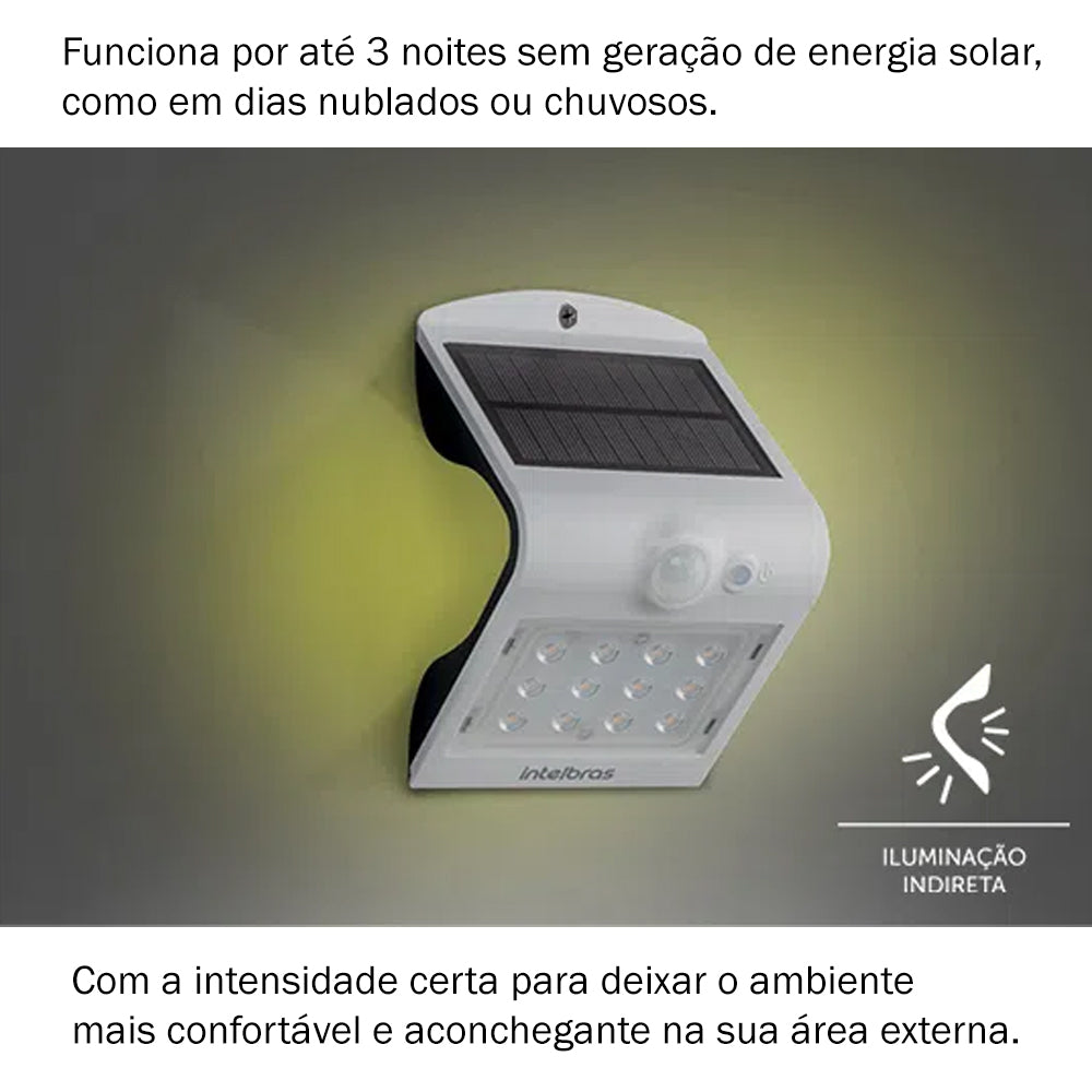 Arandela Solar Integrada Asi 220 para Parede Externa Luz Branca Intelbras