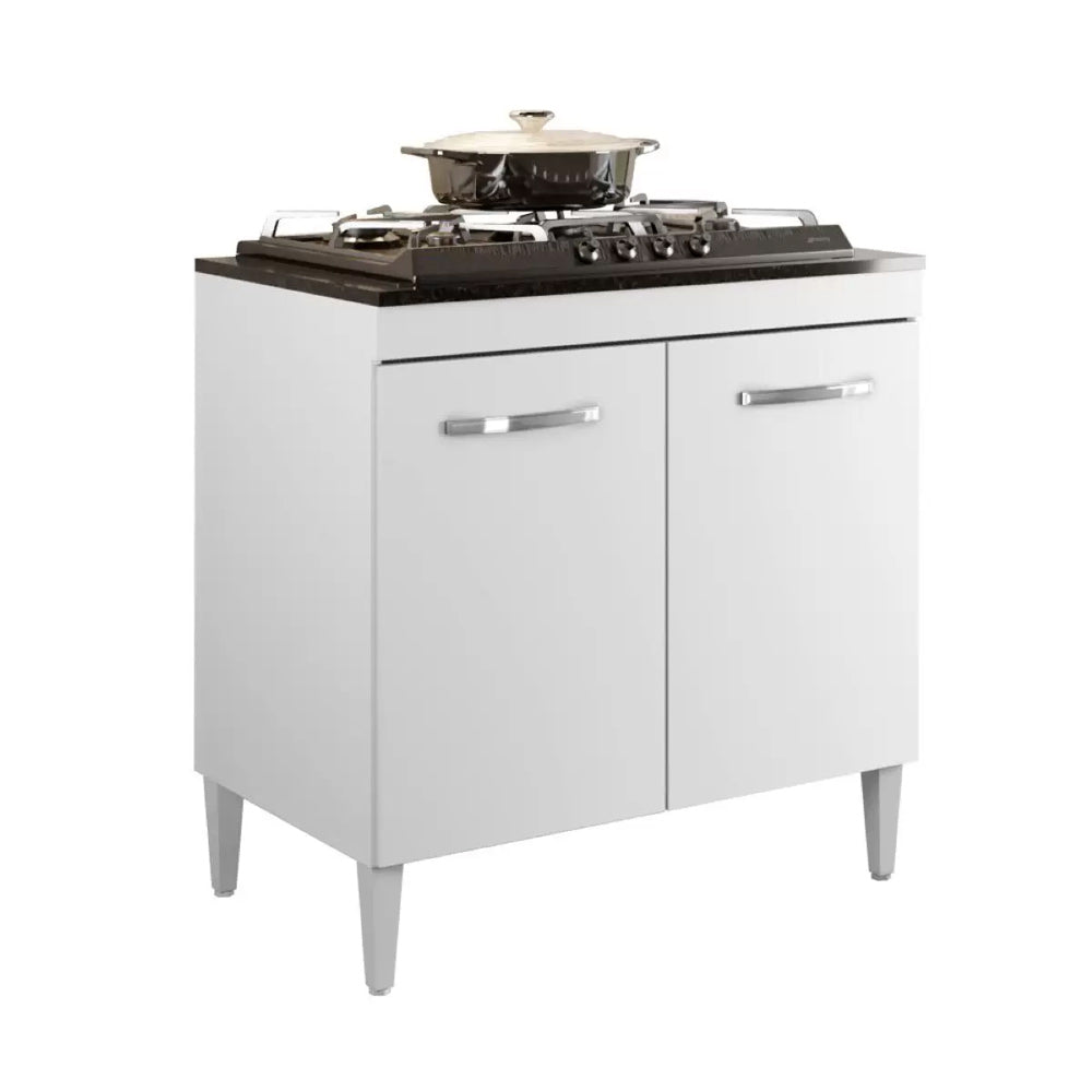 Balcao Cooktop 05 Bocas 2 Portas Sevilha Nature/off White Kaiki Móveis