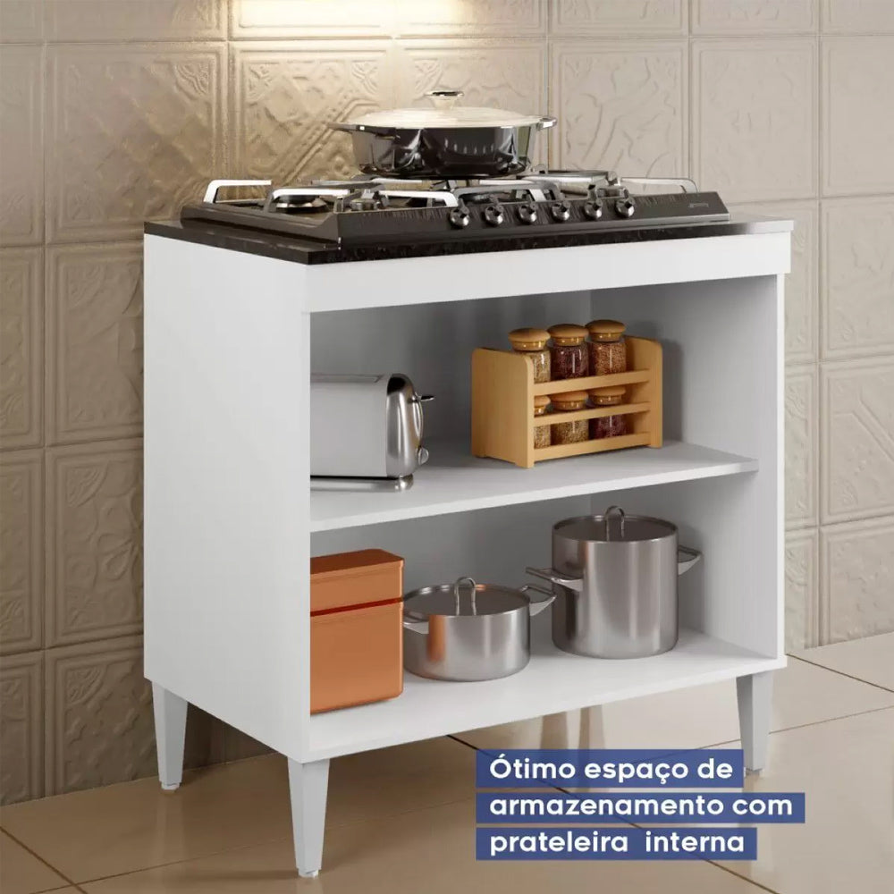 Balcao Cooktop 05 Bocas 2 Portas Sevilha Branco Kaiki Móveis