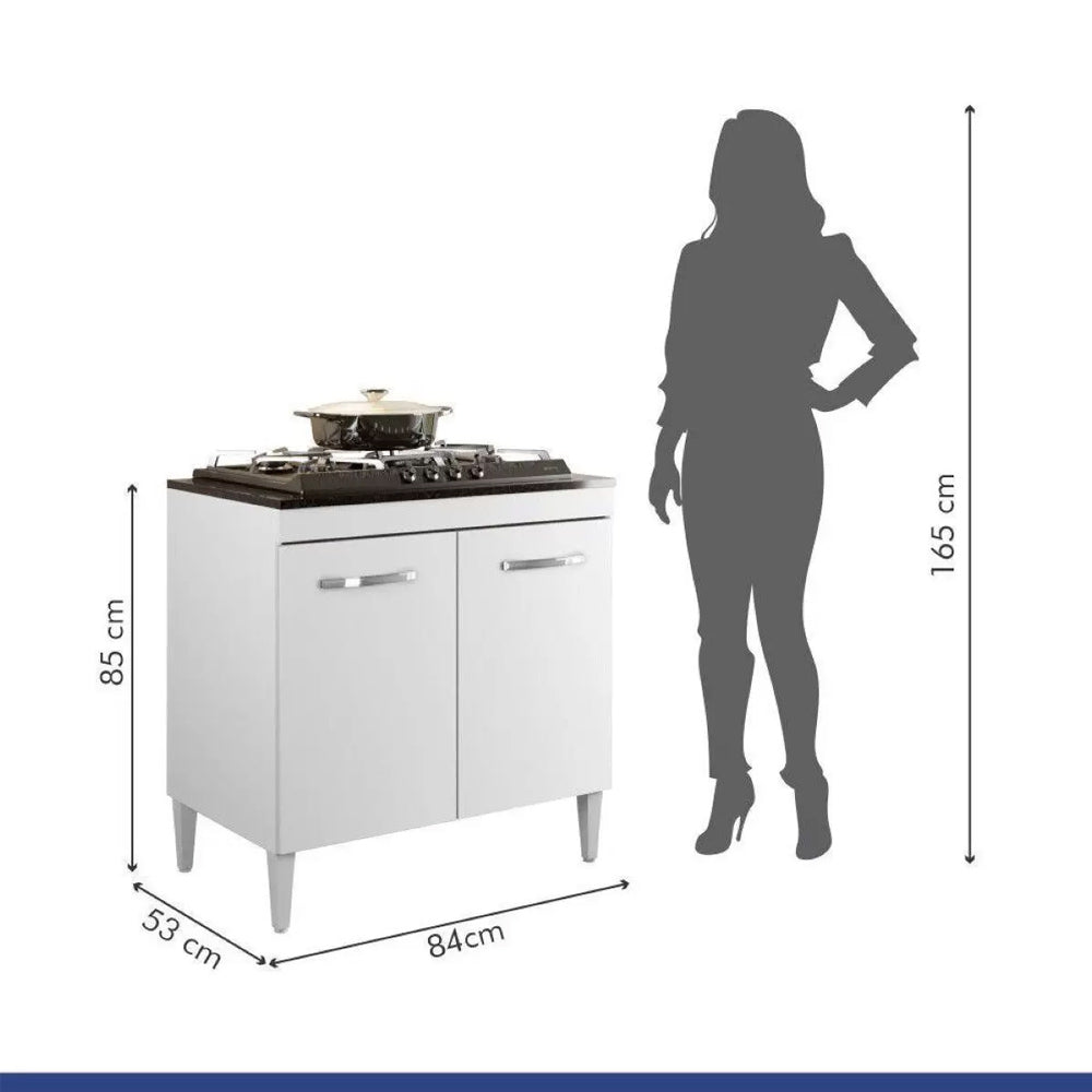 Balcao Cooktop 05 Bocas 2 Portas Sevilha Branco Kaiki Móveis