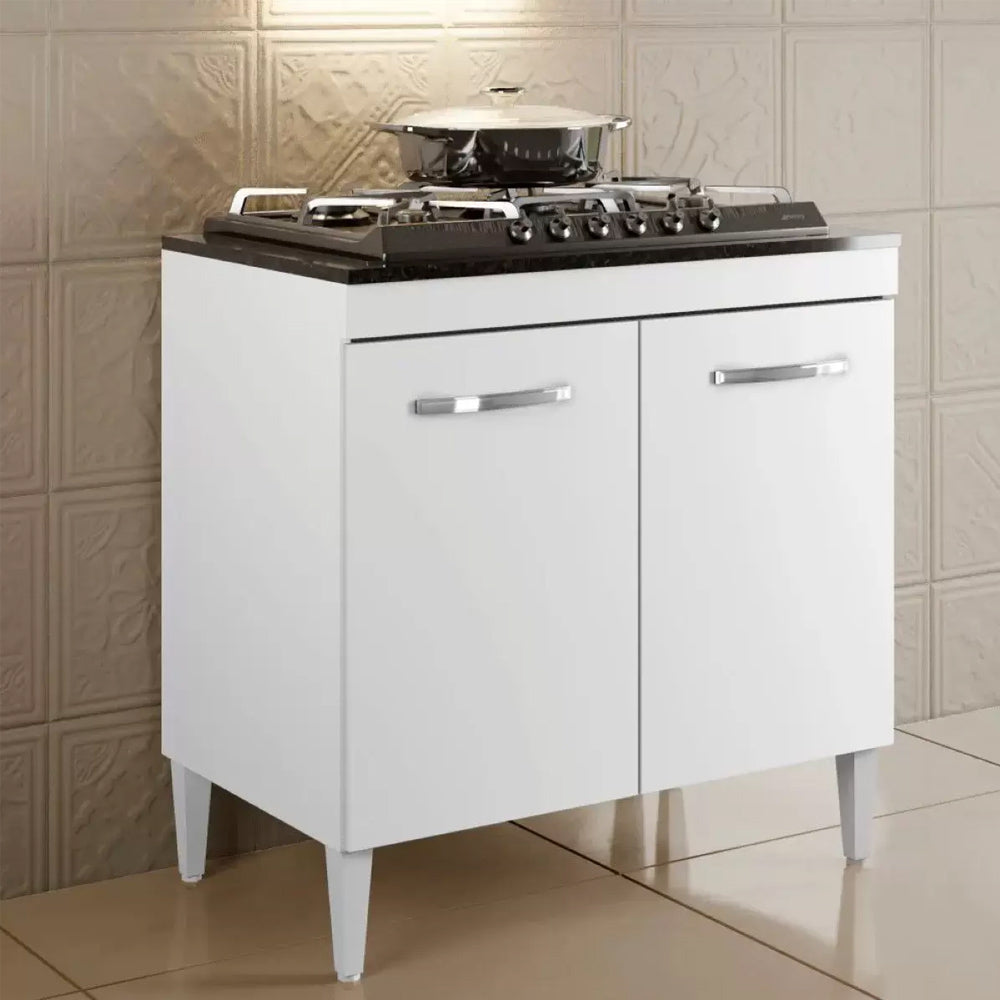 Balcao Cooktop 05 Bocas 2 Portas Sevilha Branco Kaiki Móveis
