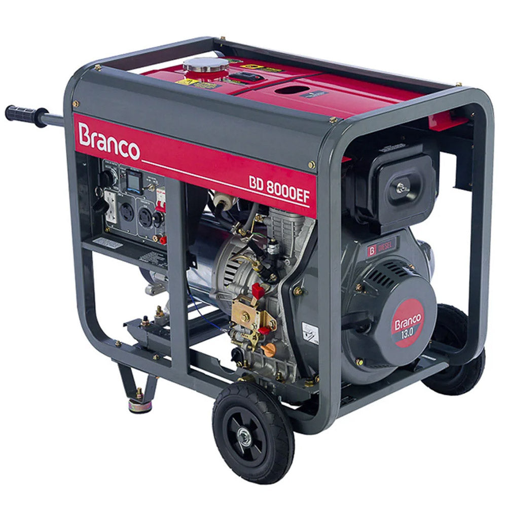 GERADOR DE ENERGIA DIESEL 6,5KVA PARTIDA ELÉTRICA BD-8000 EF BRANCO
