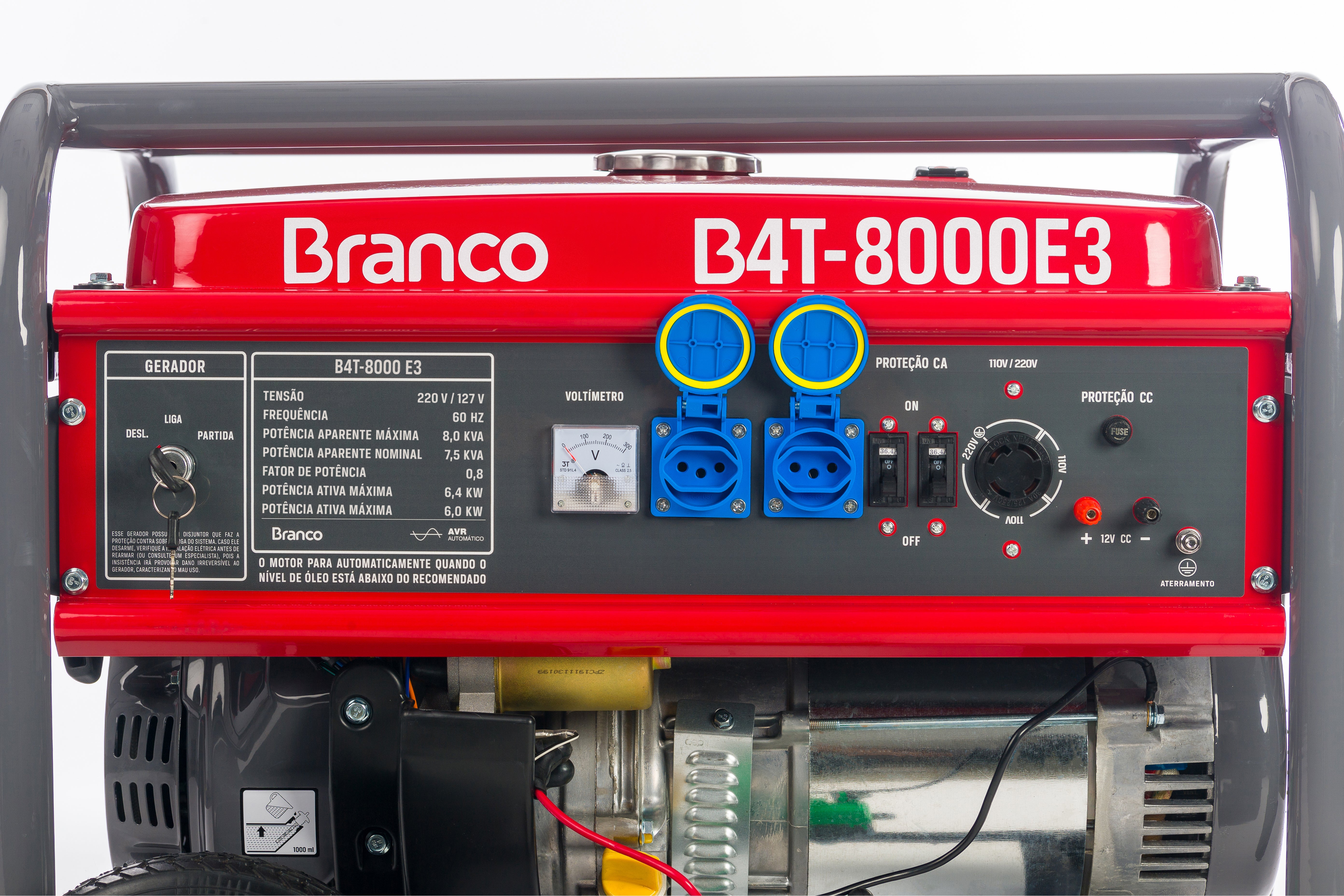 GERADOR DE ENERGIA À GASOLINA 8,0KVA 15HP 220V TRIFÁSICO COM PARTIDA ELÉTRICA BRANCO