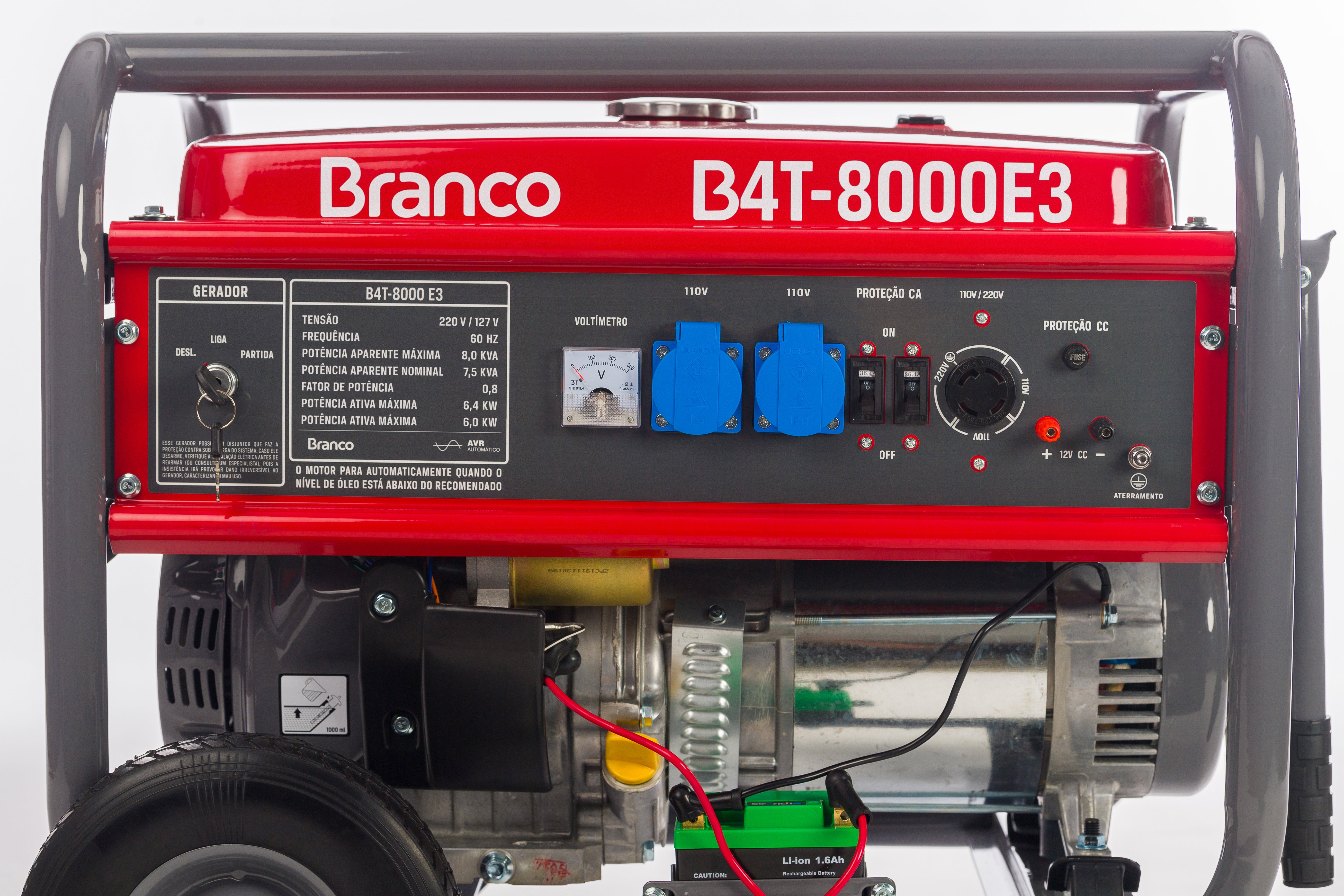 GERADOR DE ENERGIA À GASOLINA 8,0KVA 15HP 220V TRIFÁSICO COM PARTIDA ELÉTRICA BRANCO