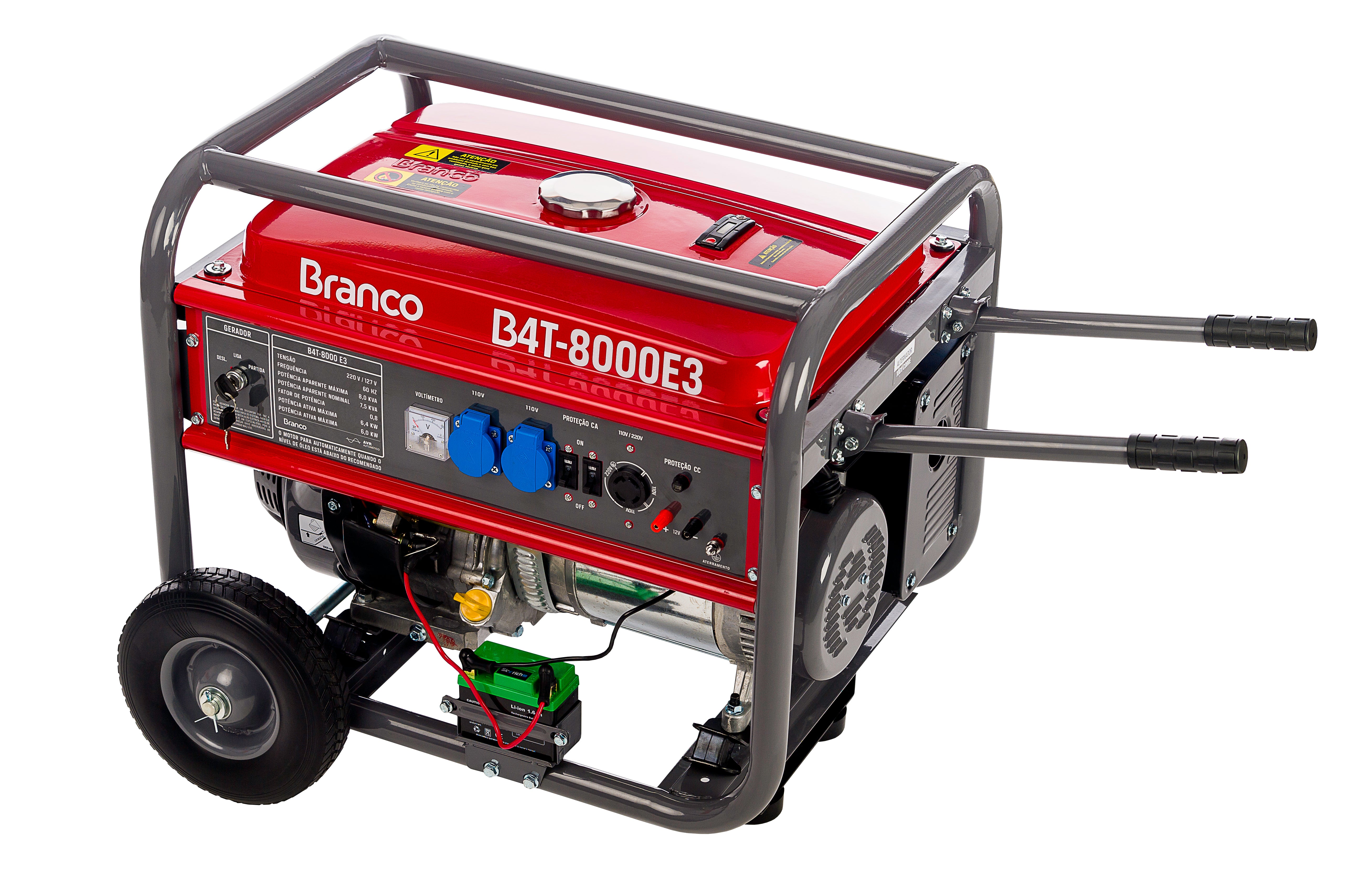 GERADOR DE ENERGIA À GASOLINA 8,0KVA 15HP 220V TRIFÁSICO COM PARTIDA ELÉTRICA BRANCO
