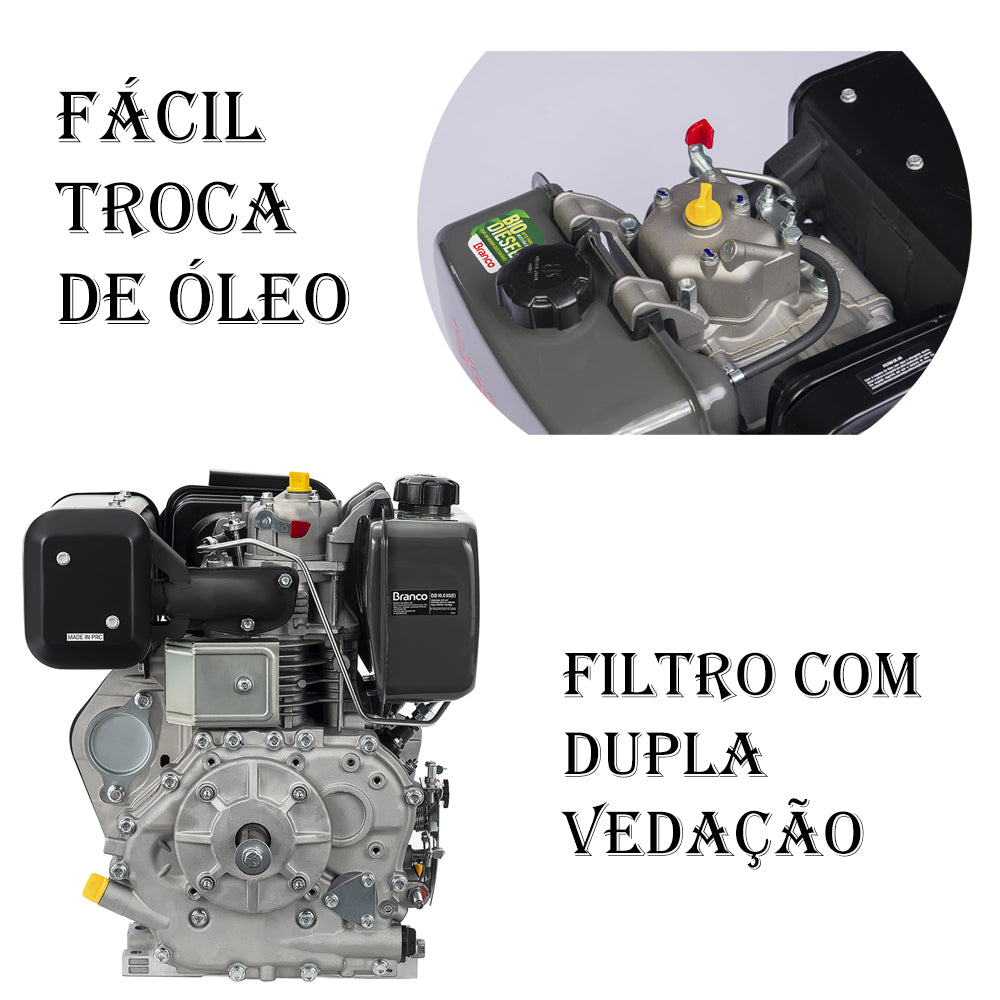 MOTOR A DIESEL 4 TEMPOS 10CV PARTIDA MANUAL BD10.0EXS BRANCO