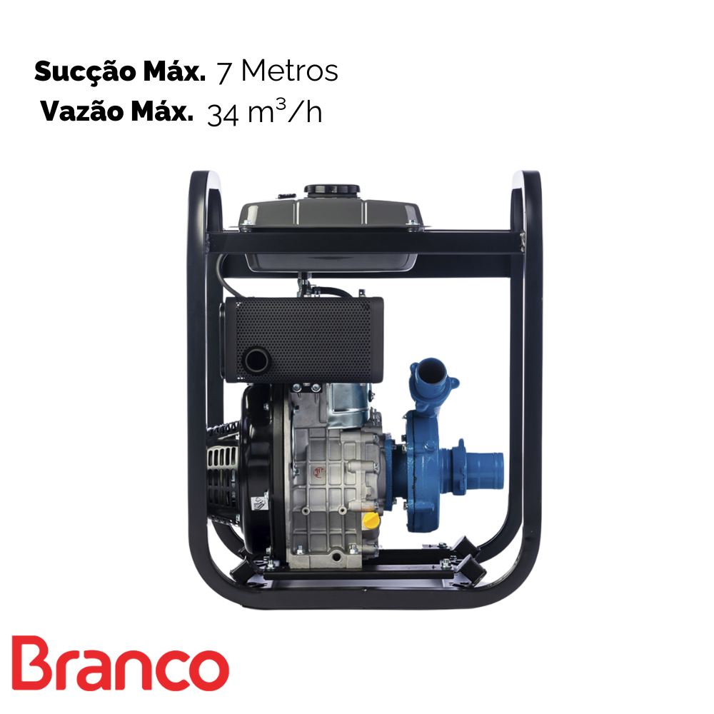Motobomba Centrífuga a Diesel BD716 XS 2.1/2 Pol Branco Partida Manual