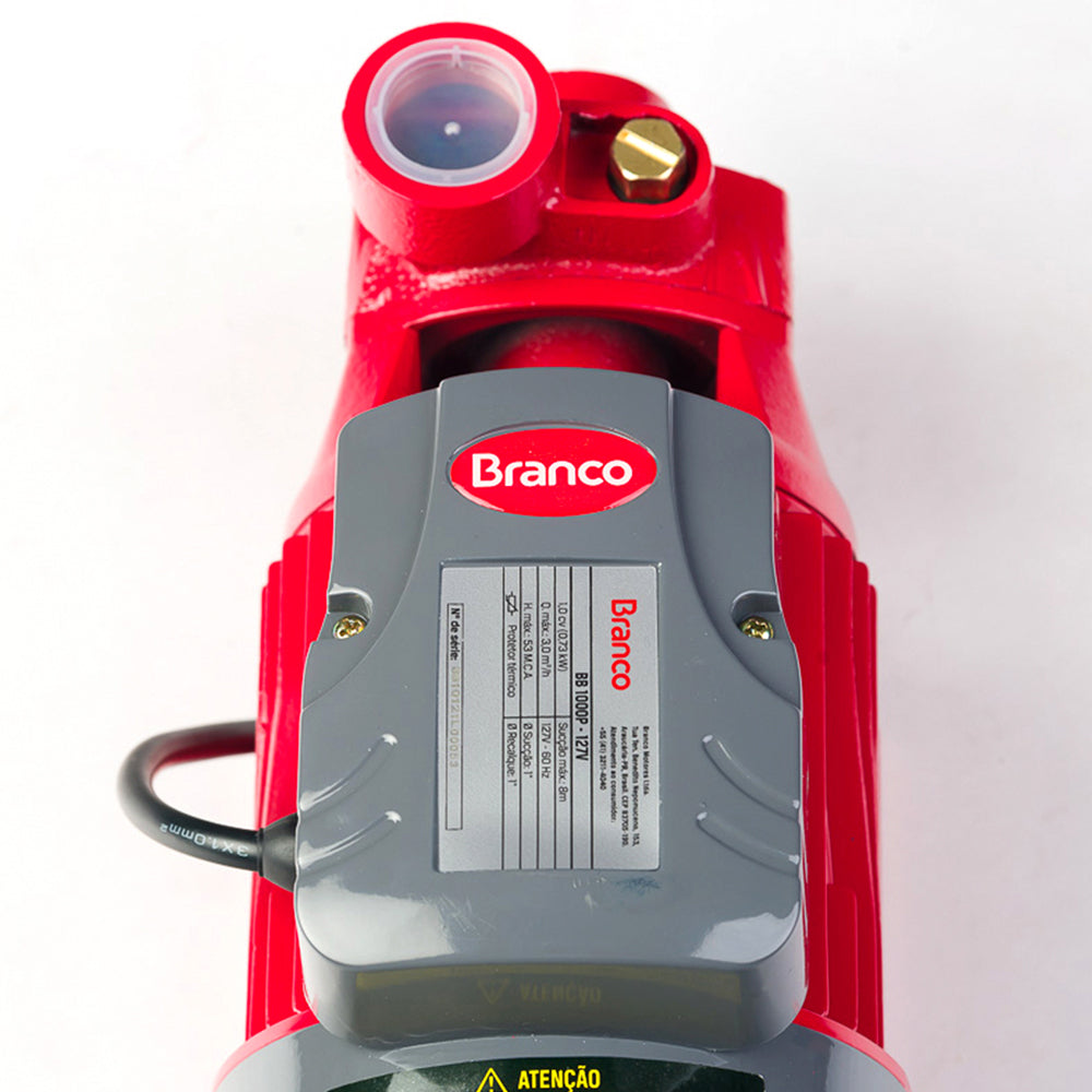 BOMBA ELÉTRICA PERIFÉRICA MONOFÁSICO 1CV BB 1000 P BRANCO MOTORES