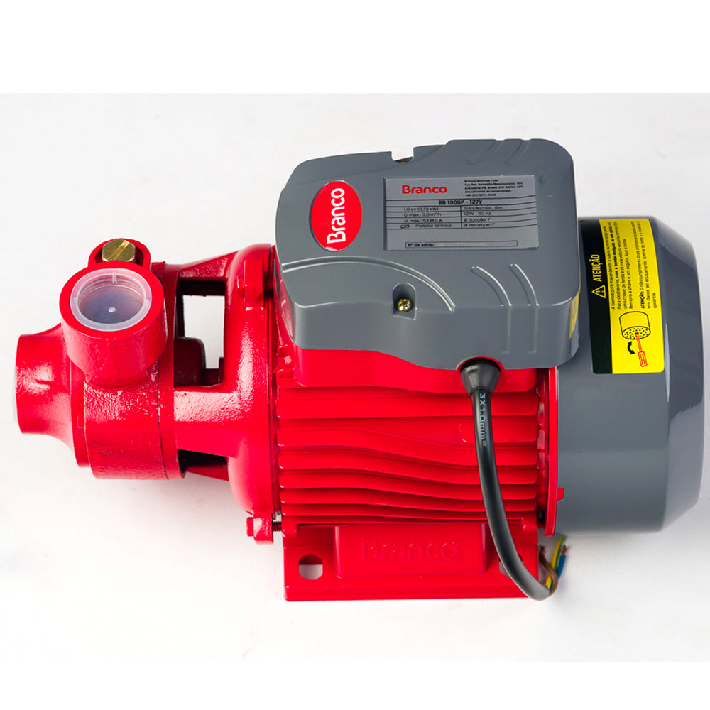 BOMBA ELÉTRICA PERIFÉRICA MONOFÁSICO 1CV BB 1000 P BRANCO MOTORES