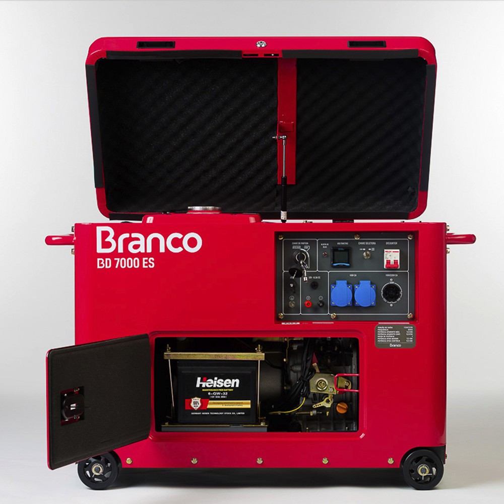 GERADOR DE ENERGIA À DIESEL 13,5 HP 7,0 KVA BIVOLT PARTIDA ELÉTRICA BD-7000 ES BRANCO MOTORES