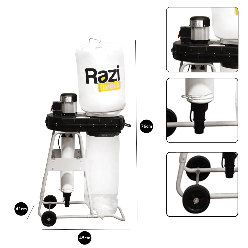 Coletor de Pó Monofásico 1 Entrada 40L Com Reservatório 220v 1cv Razi RZC-CPE1MB