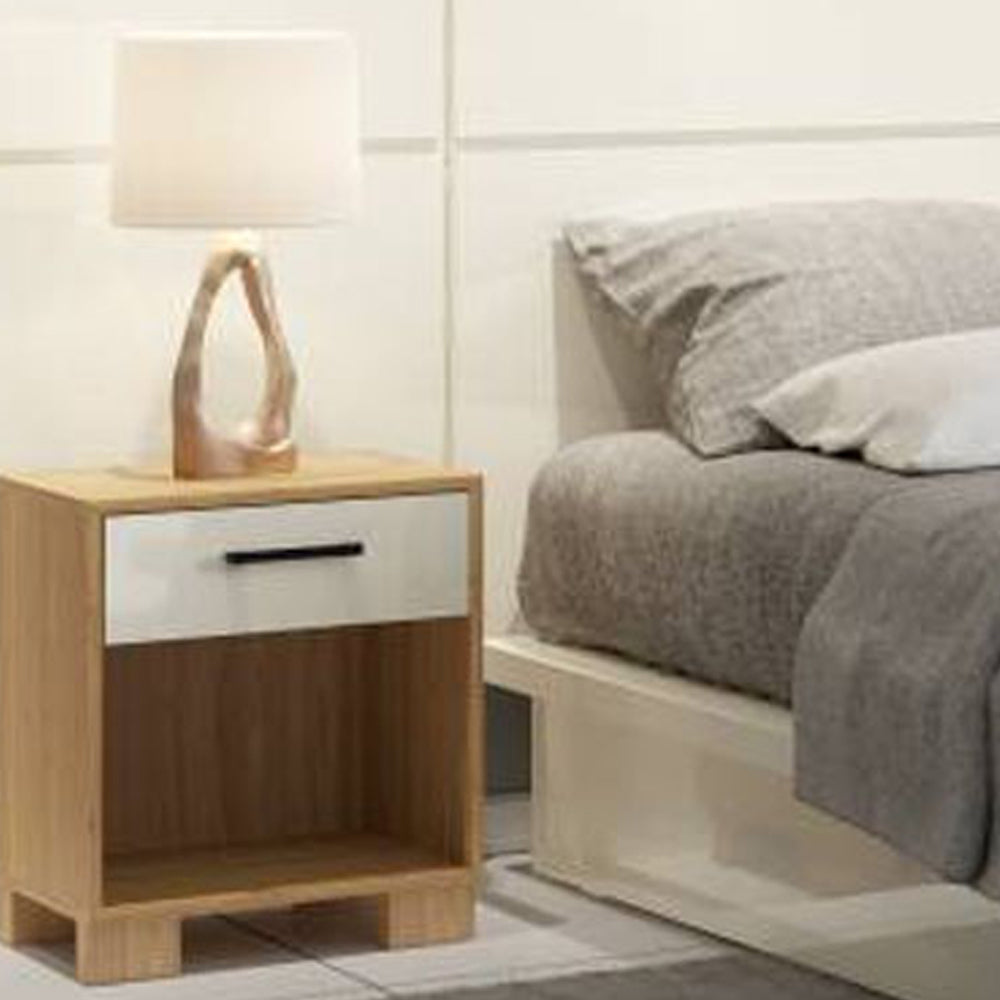 MESA DE CABECEIRA 1 GAVETA MDF FREIJO OFF WHITE BRILHANTE DALLA COSTA