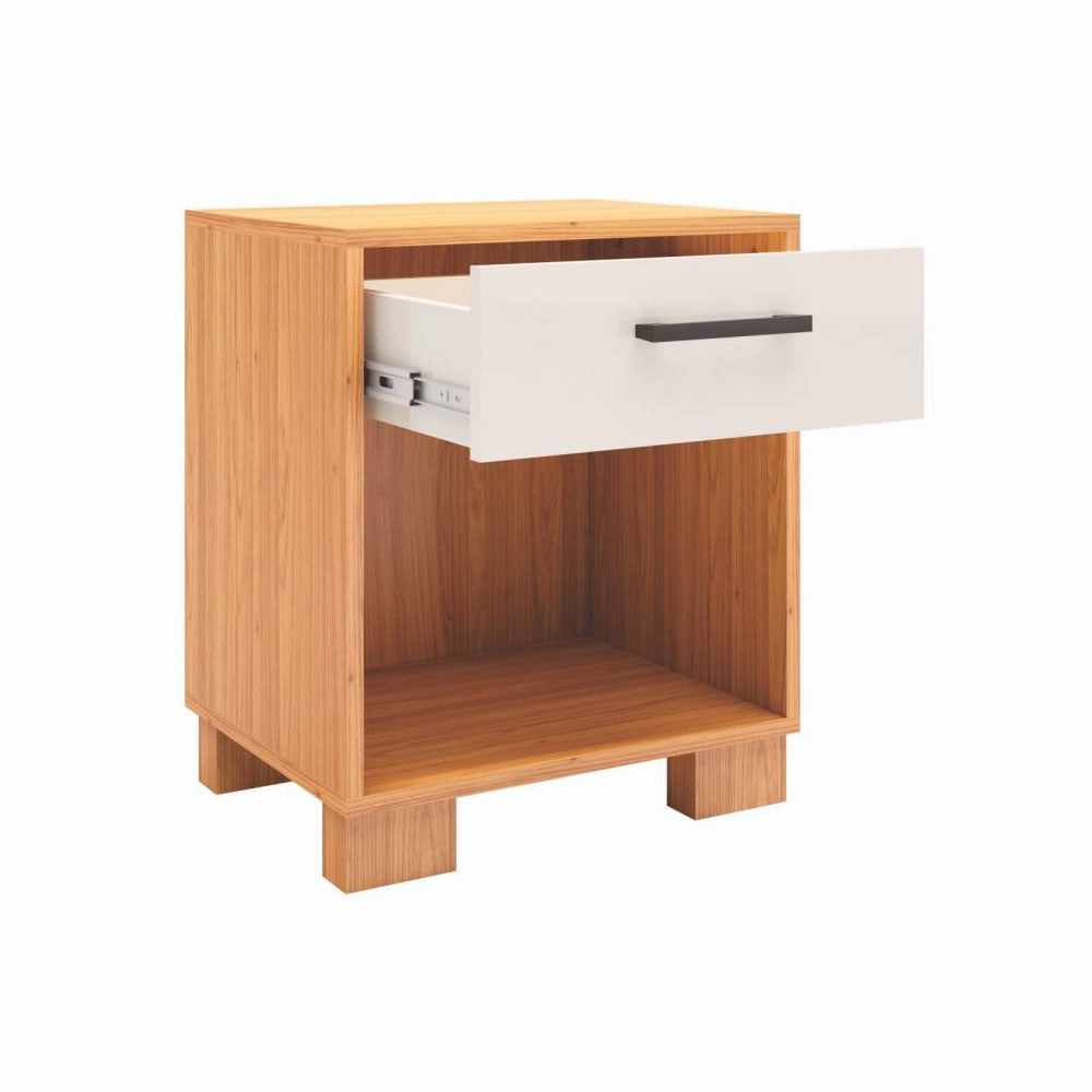 MESA DE CABECEIRA 1 GAVETA MDF FREIJO OFF WHITE BRILHANTE DALLA COSTA