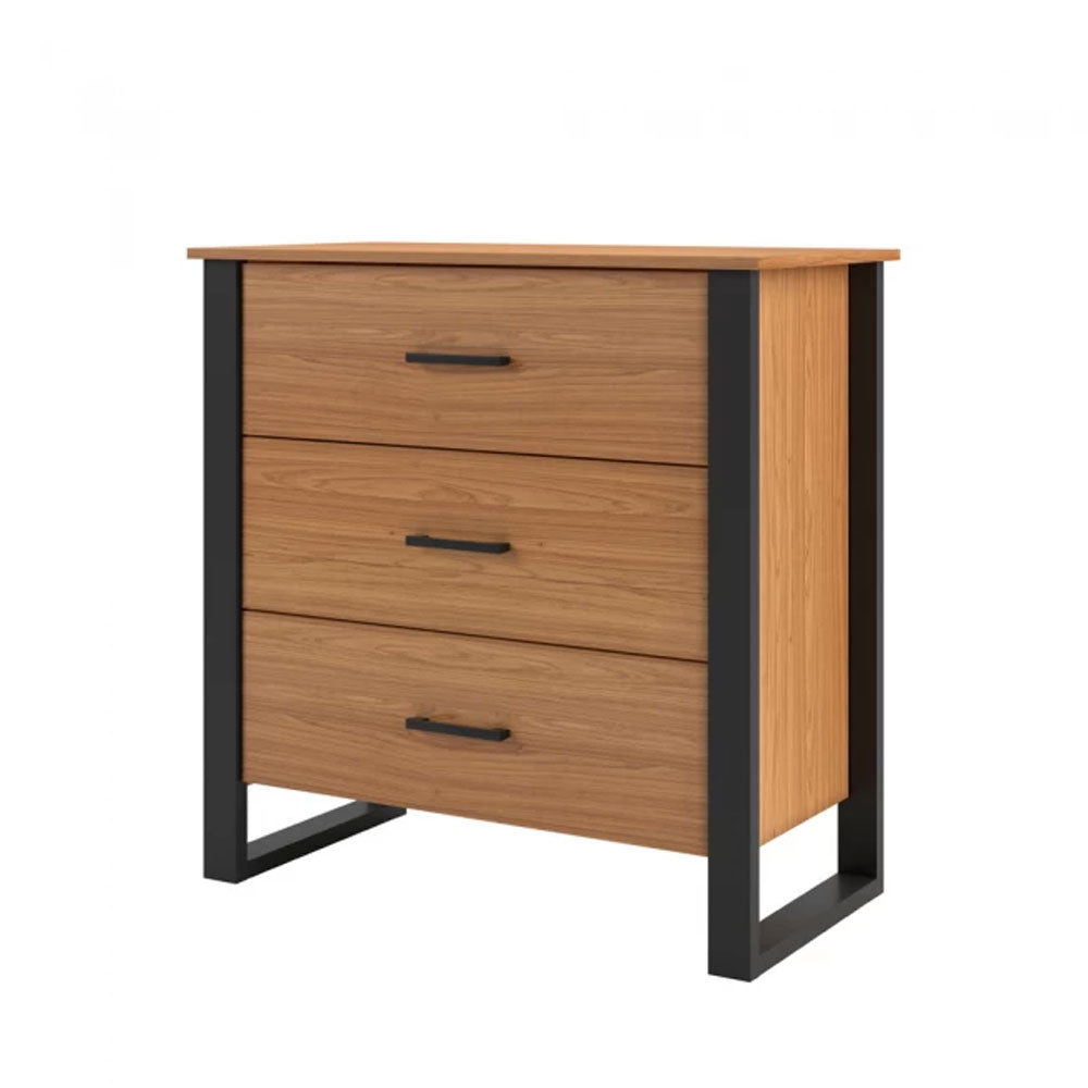 Cômoda Industrial 3 Gavetas Freijo/preto Fosco F38 Dalla Costa