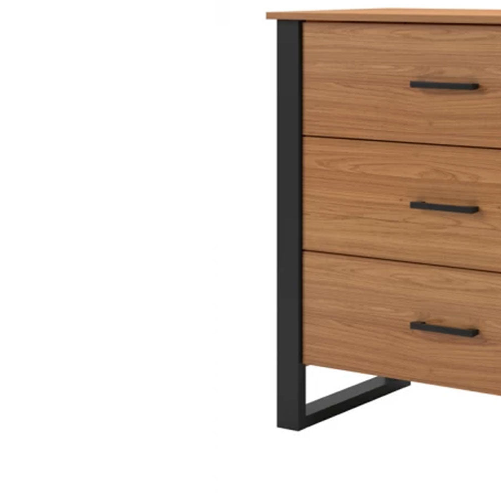 Cômoda Industrial 3 Gavetas Freijo/preto Fosco F38 Dalla Costa