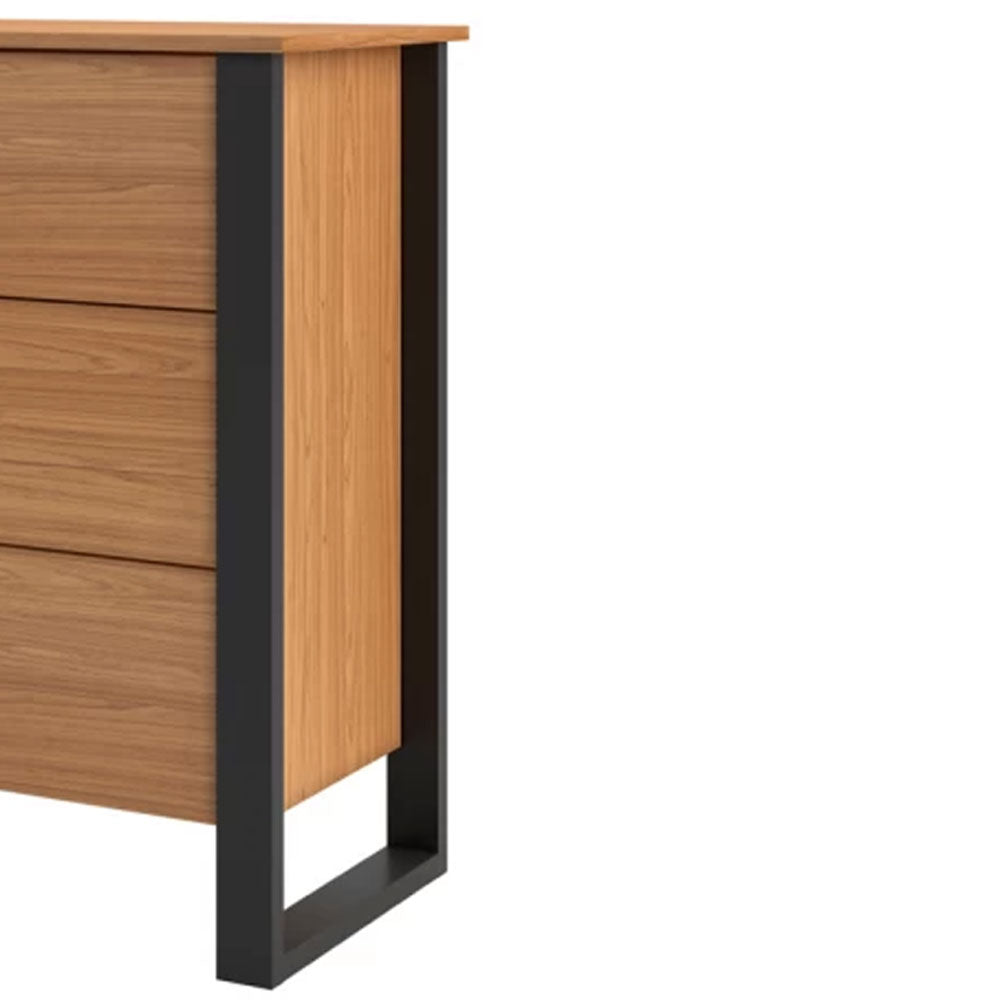 Cômoda Industrial 3 Gavetas Freijo/preto Fosco F38 Dalla Costa