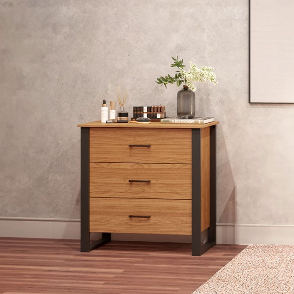 Cômoda Industrial 3 Gavetas Freijo/preto Fosco F38 Dalla Costa