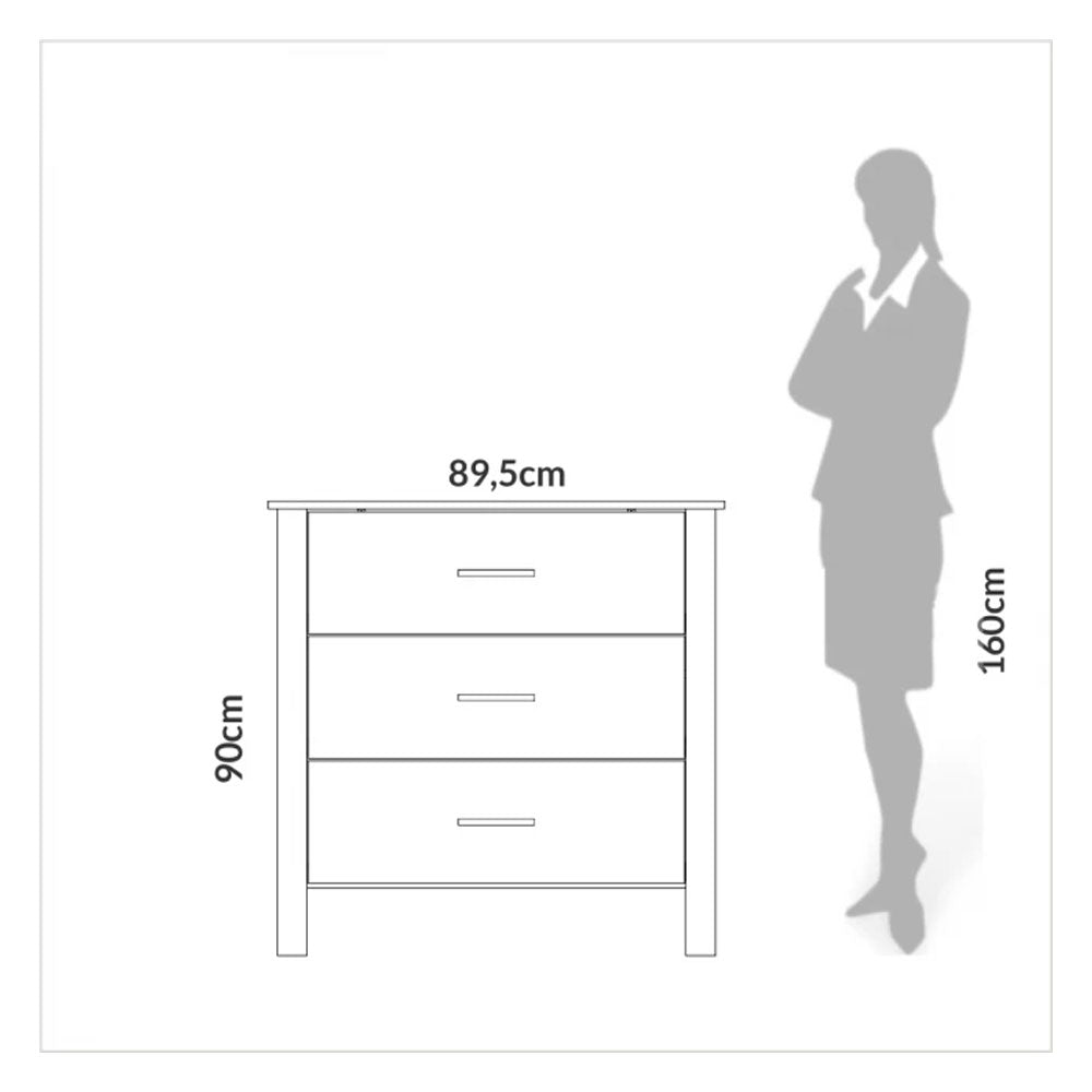 Cômoda Industrial 3 Gavetas Freijo/preto Fosco F38 Dalla Costa