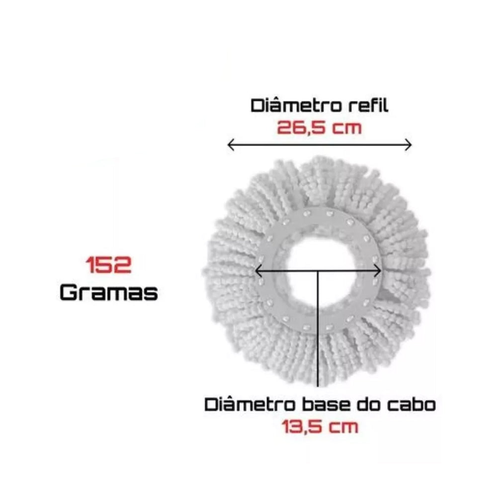 Balde Mop Giratório Esfregão 360 Cabo Inox Refil 8 Litros Rayco