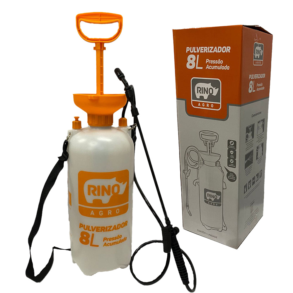 Pulverizador Manual de Pressão Acumulada 8 Litros Rino Agro