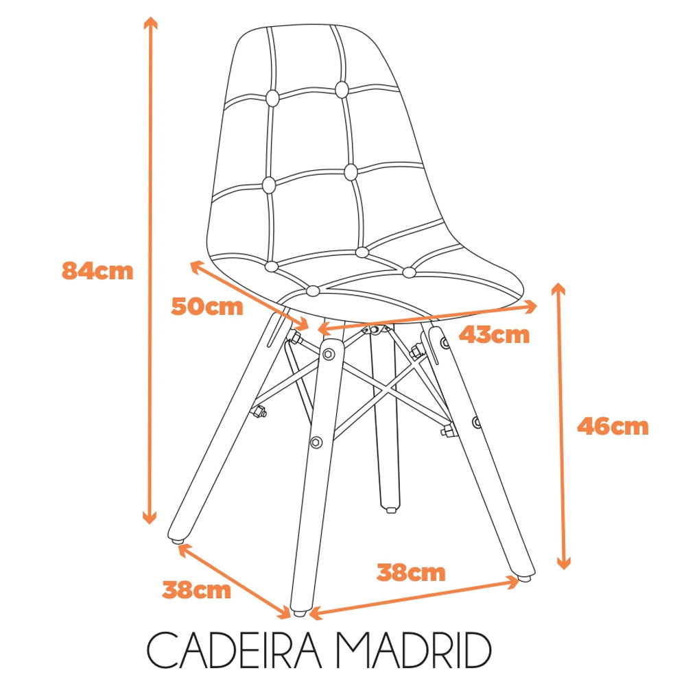 Kit com 4 Cadeiras Botonê Eiffel Estofada Em PU Madri Fratini