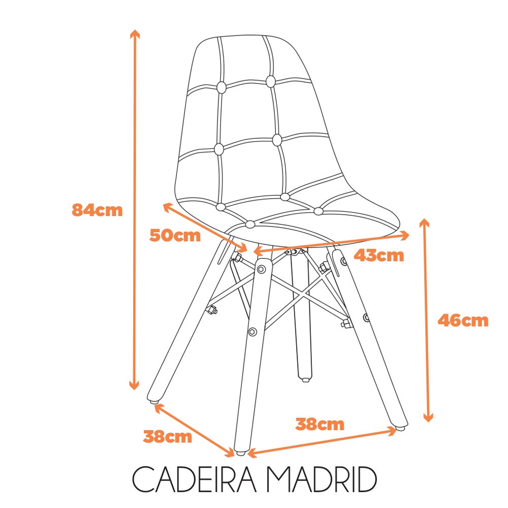 Kit com 4 Cadeiras Botonê Eiffel Estofada Em PU Madri Fratini