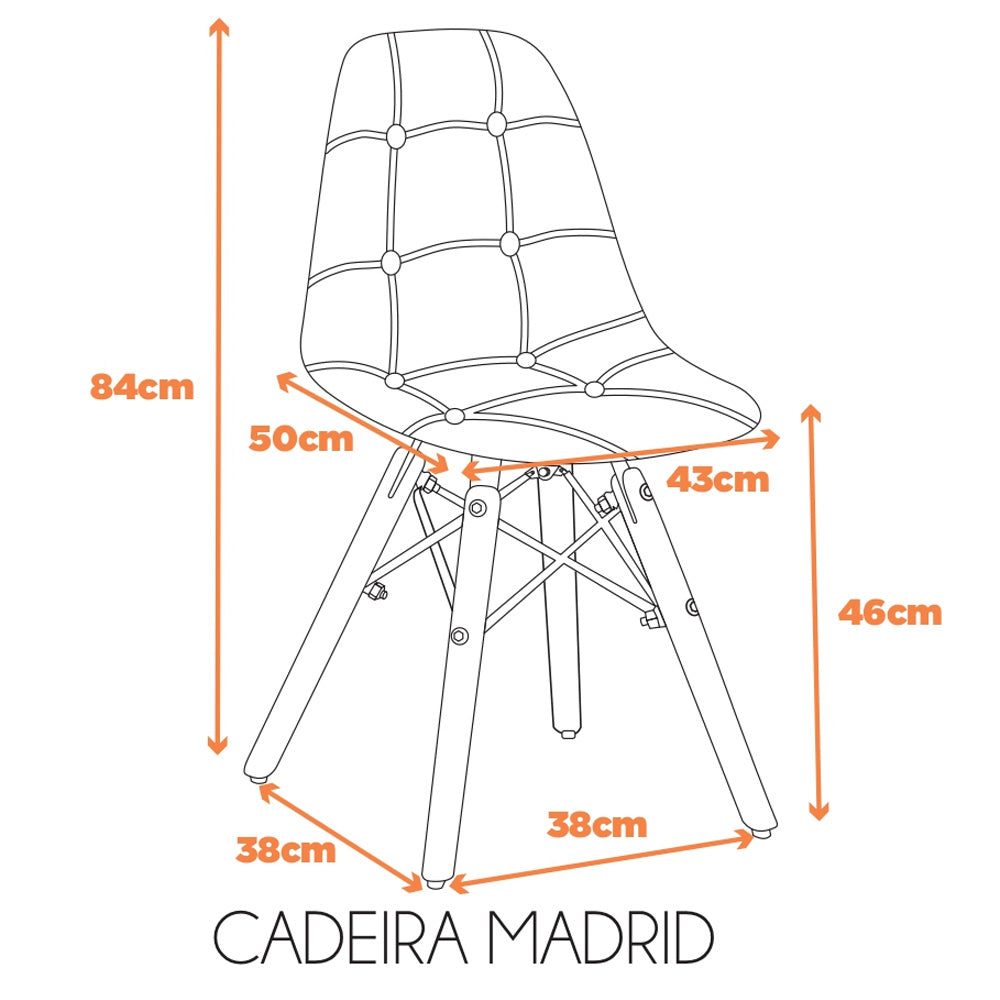 Kit com 4 Cadeiras Botonê Eiffel Estofada Em PU Madri Fratini