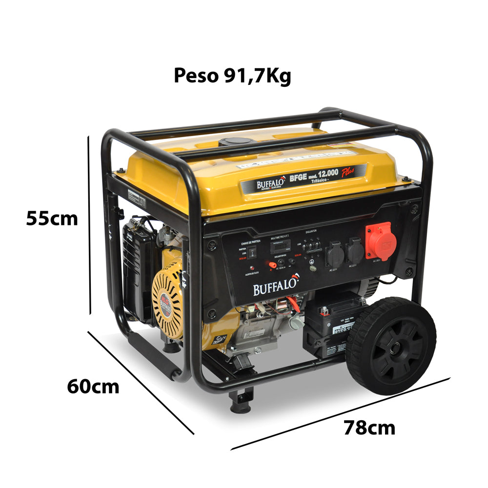 Gerador De Energia Gasolina 12Kva Plus 220v Trifásico Buffalo