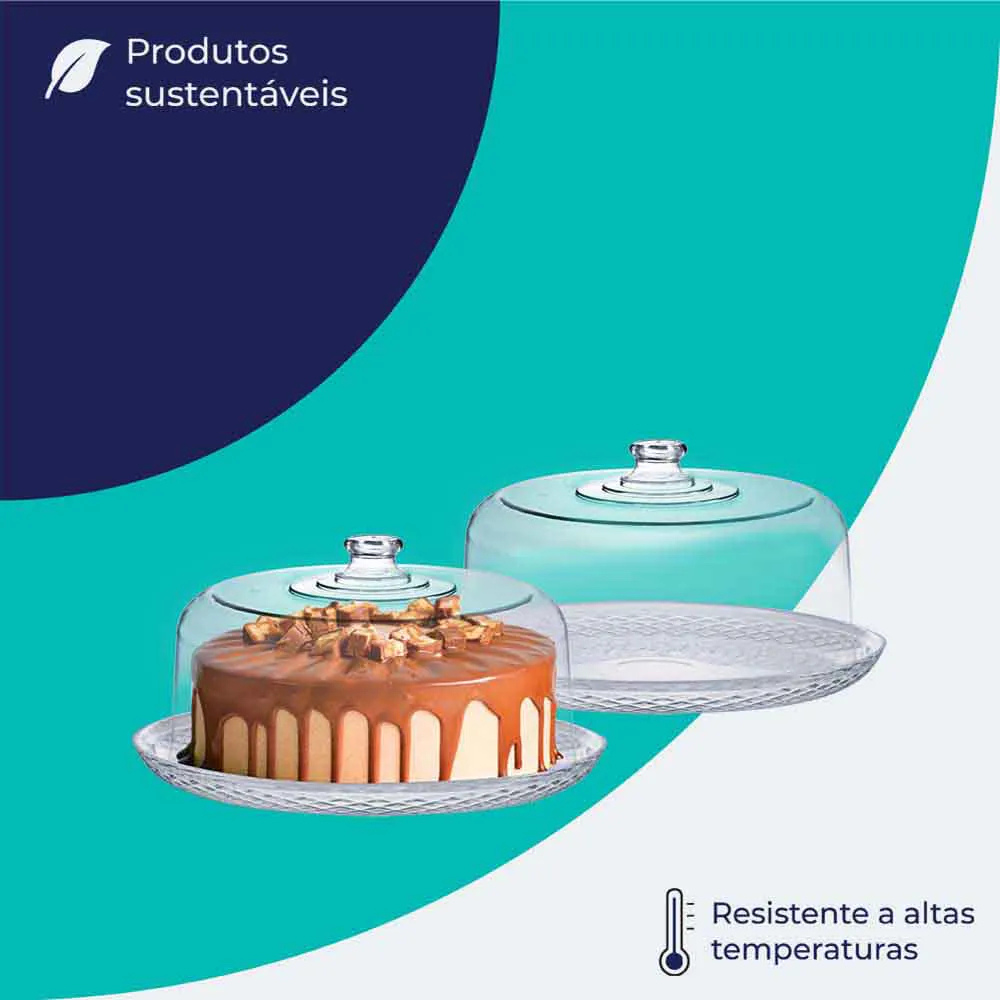 Boleira de Vidro Com Tampa de Acrílico 30cm Ruvolo Verona