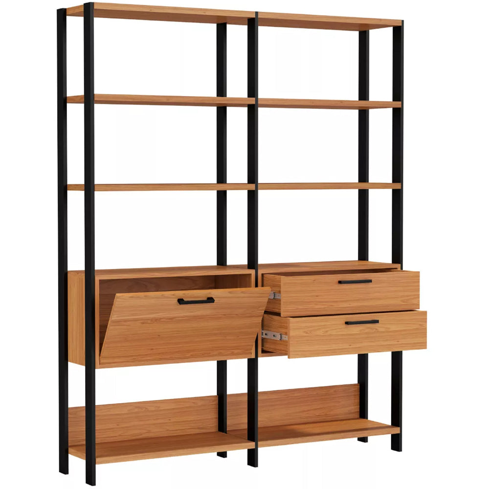 ESTANTE 10 PRATELEIRAS 2 GAVETAS 1 PORTA FREIJÓ/PRETO FOSCO E92 DALLA COSTA