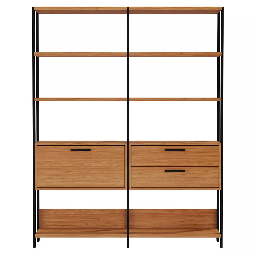 ESTANTE 10 PRATELEIRAS 2 GAVETAS 1 PORTA FREIJÓ/PRETO FOSCO E92 DALLA COSTA