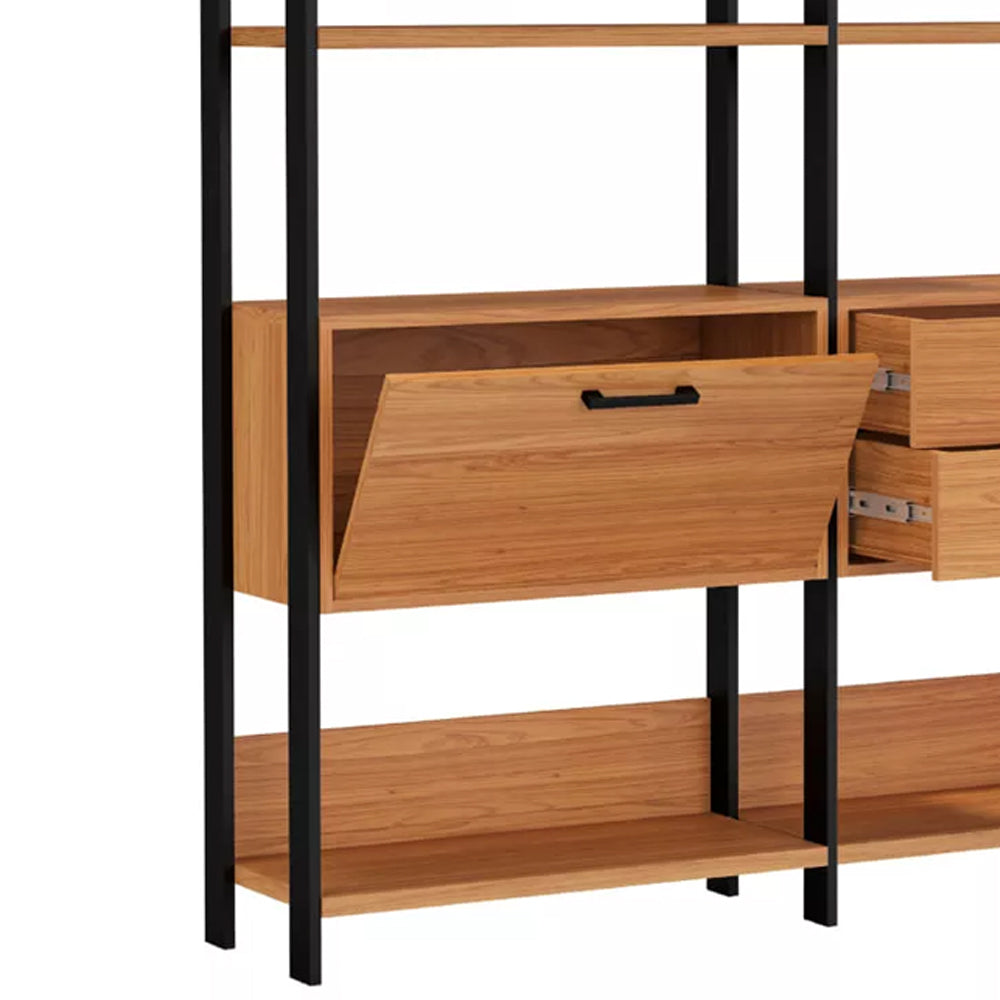 ESTANTE 10 PRATELEIRAS 2 GAVETAS 1 PORTA FREIJÓ/PRETO FOSCO E92 DALLA COSTA