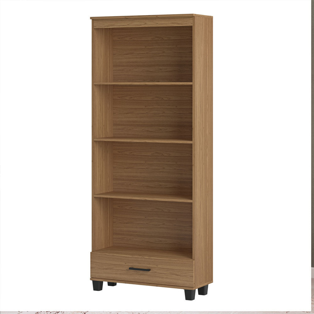 ESTANTE DECORATIVA PARA LIVROS COM 1 GAVETA 4 PRATELEIRAS FREIJO PRADEL
