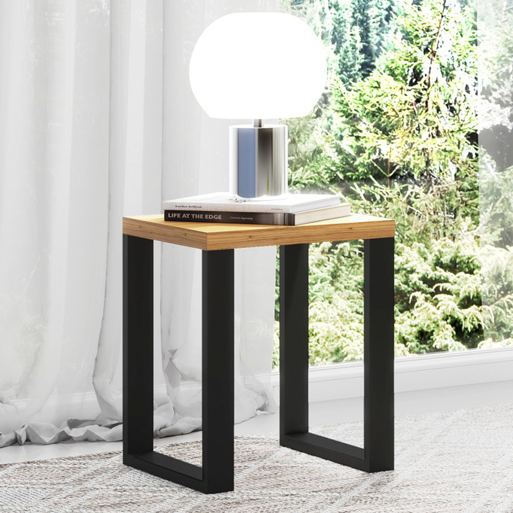 Mesa de Canto Mdf Industrial 44x44cm Freijo Preto Fosco Pradel