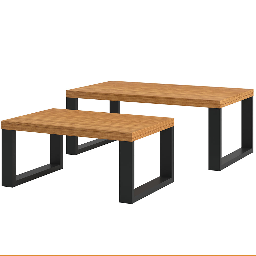 Kit Mesa de Centro Industrial 89,5x53cm Freijo Preto Fosco Pradel