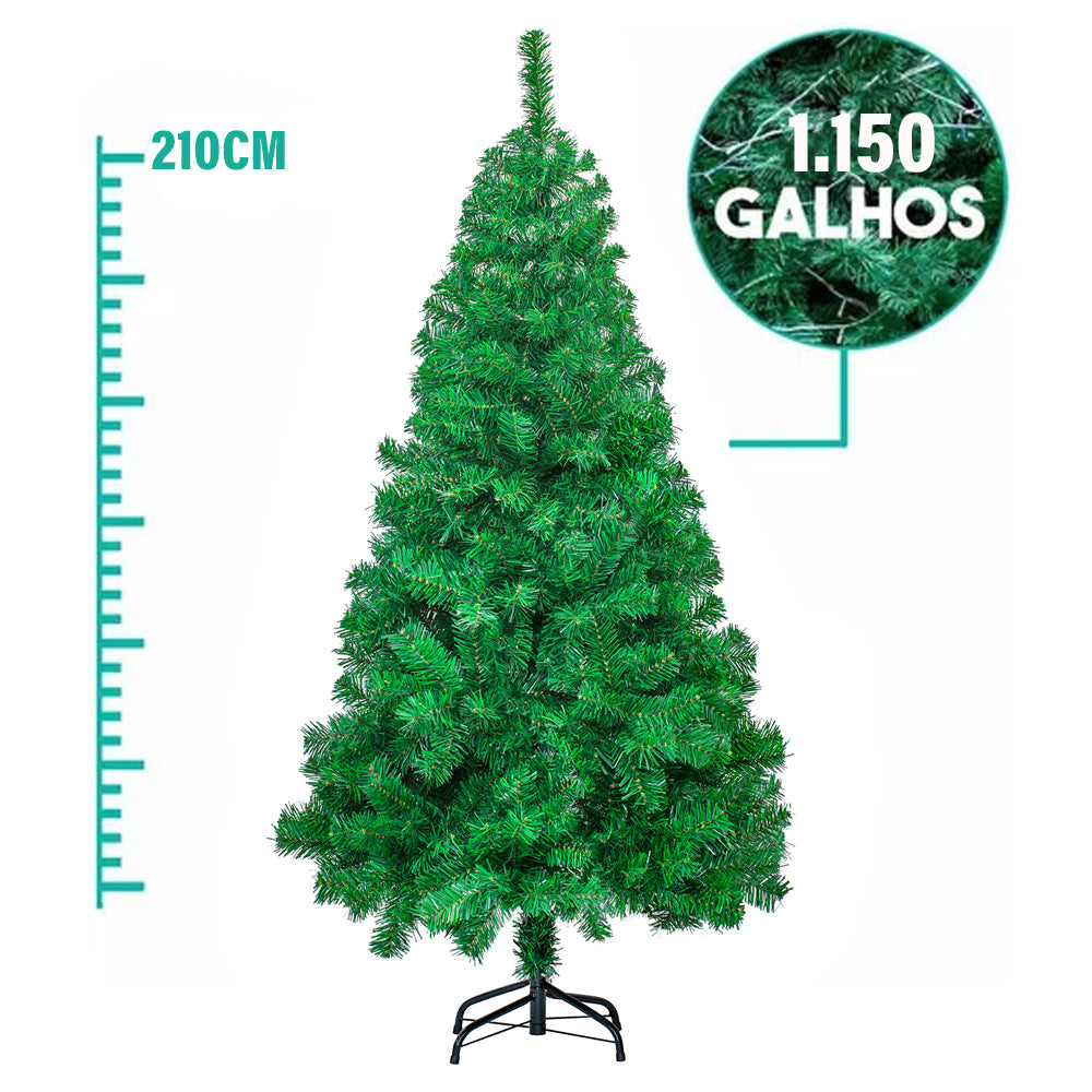 ARVORE NATAL REAL 210CM COM 1150 GALHOS PÉ DE FERRO SODALITA