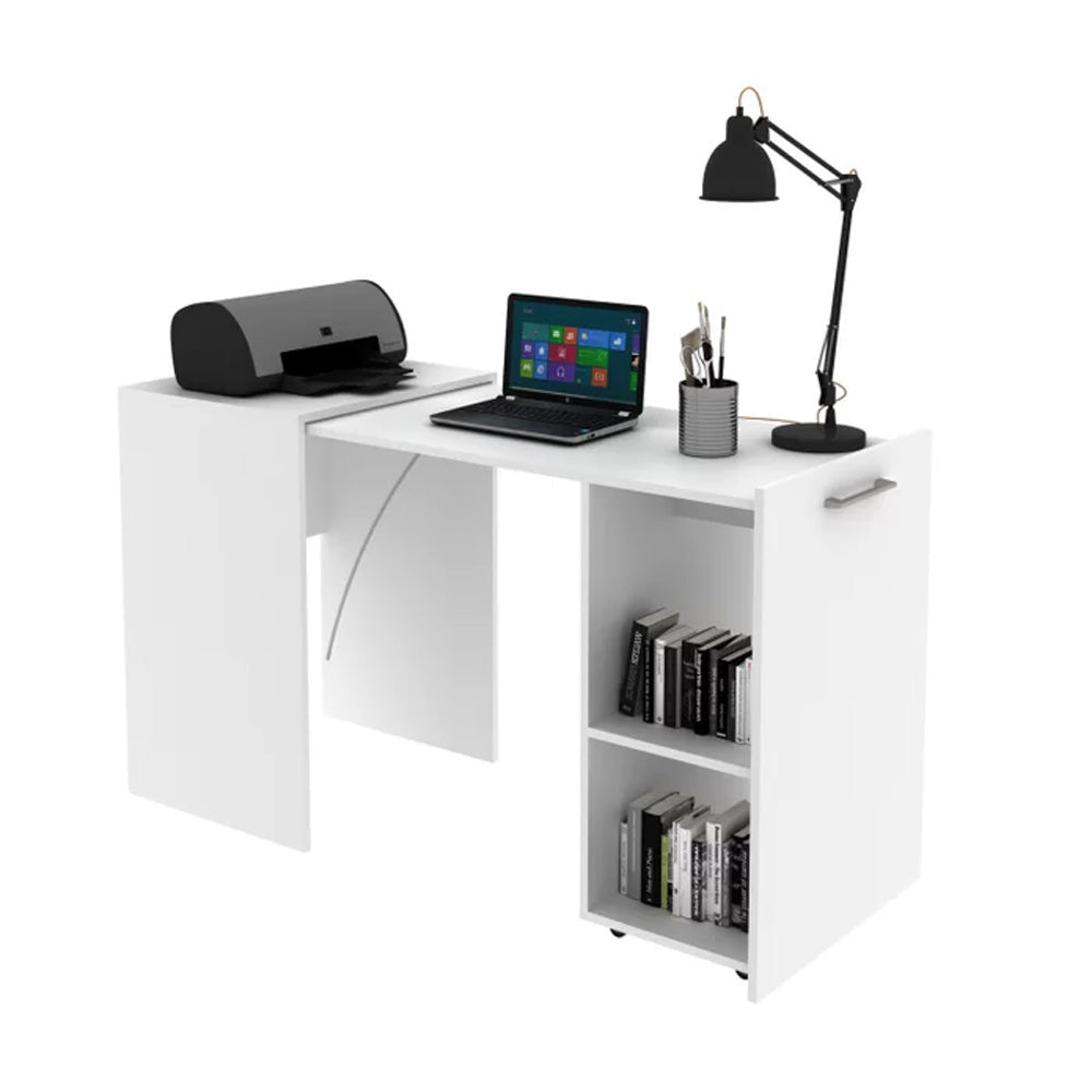 Mesa Escritório Escrivaninha Retrátil Para Computador Com Prateleiras Tecnomobili