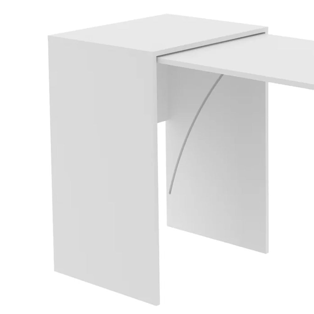 Mesa Escritório Escrivaninha Retrátil Para Computador Com Prateleiras Tecnomobili Cor Branca