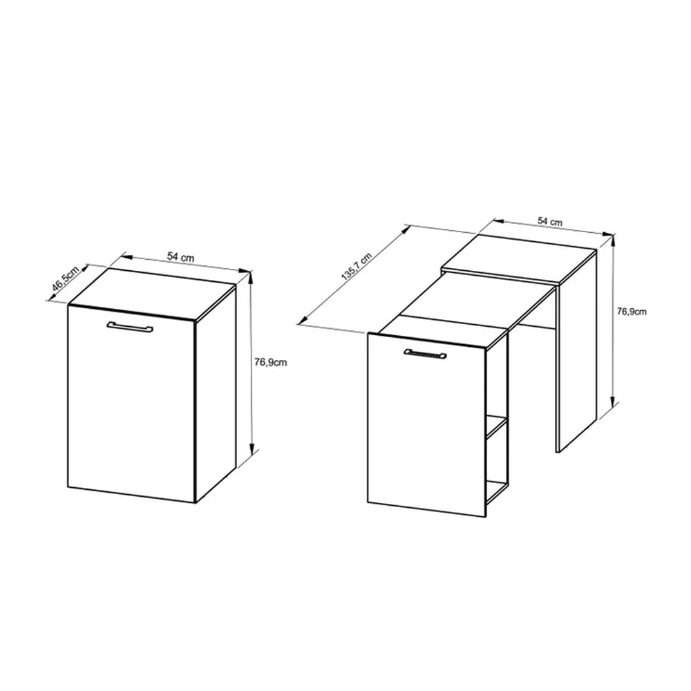 Mesa Escritório Escrivaninha Retrátil Para Computador Com Prateleiras Tecnomobili Cor Branca
