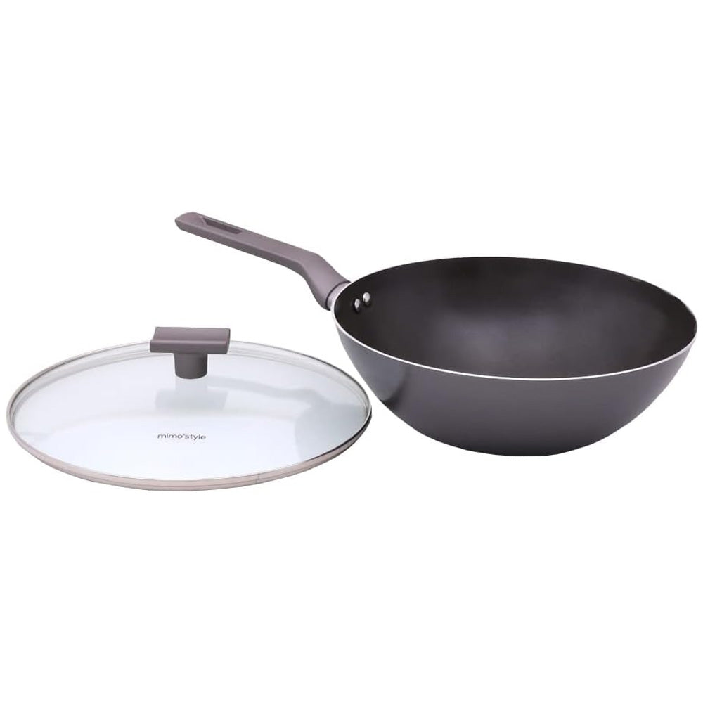 Panela Wok Frigideira Antiaderente Fundo Triplo Com Tampa 28cm Indução 1,2L Sartin Cook Grafite