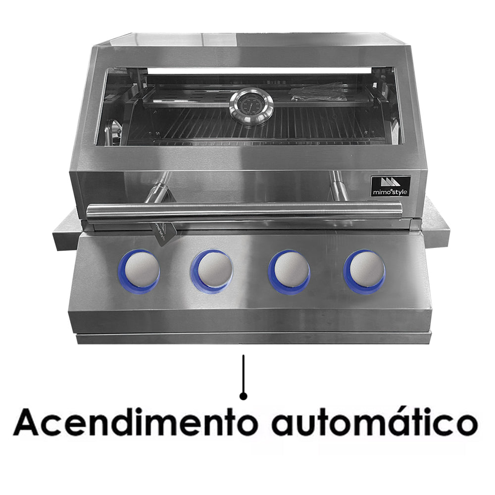 Churrasqueira a Gás para Embutir 4 Queimadores Gourmet Inox Mimo Style