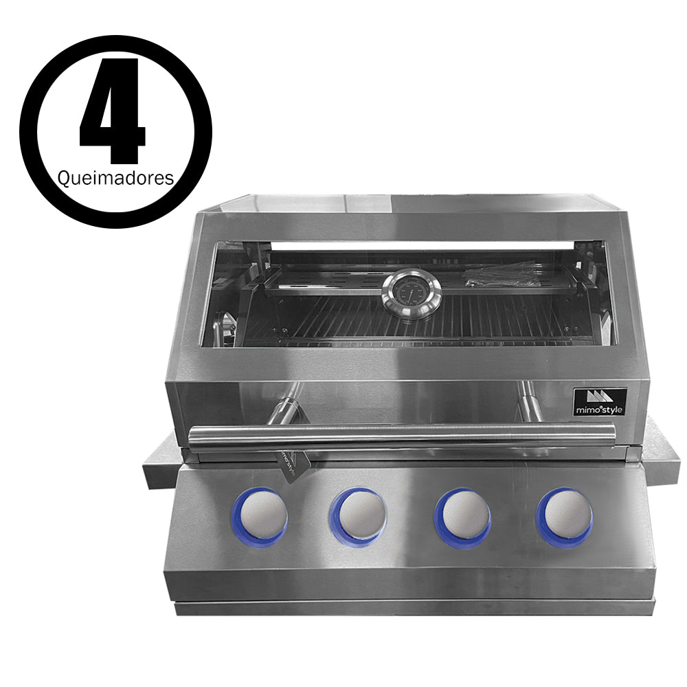 Churrasqueira a Gás para Embutir 4 Queimadores Gourmet Inox Mimo Style
