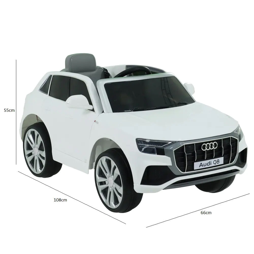 Carrinho Infantil Elétrico Audi Q8 12v com Controle Remoto Branco