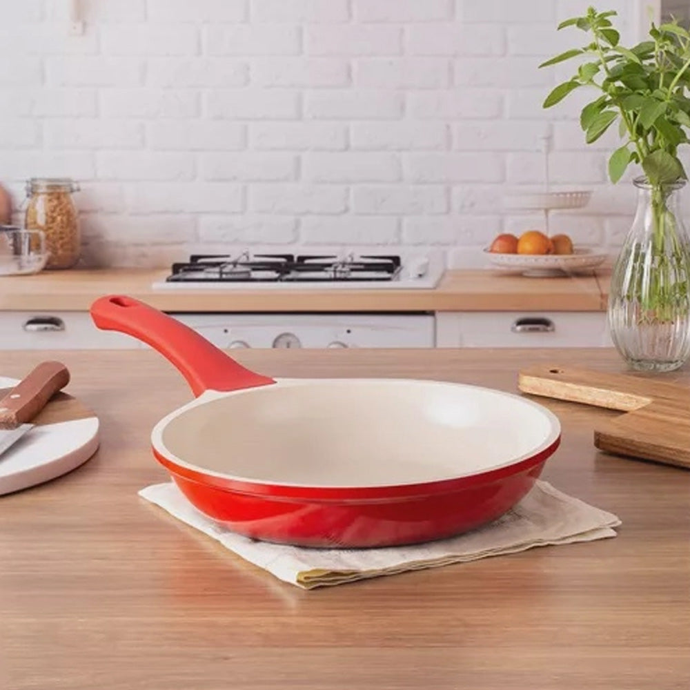 Frigideira Antiaderente Cerâmica 24cm Indução 1,8L Cook&Chef Vermelha