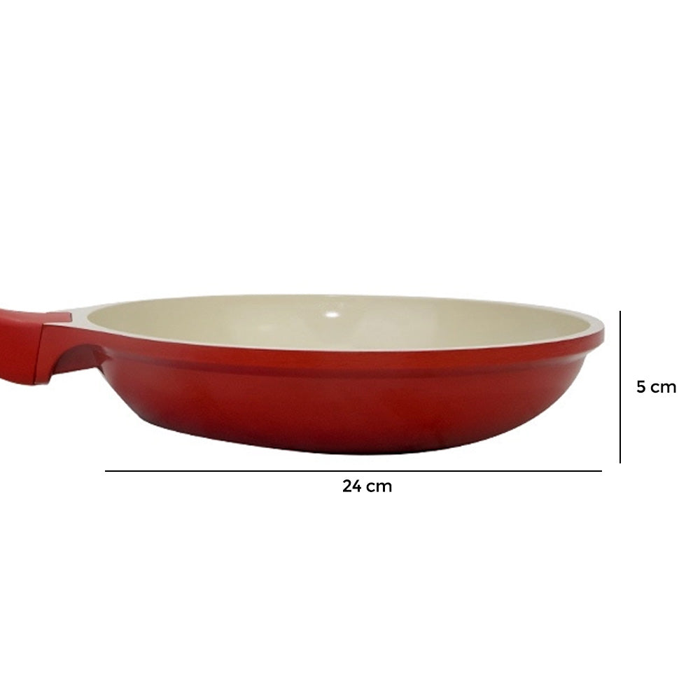 Frigideira Antiaderente Cerâmica 24cm Indução 1,8L Cook&Chef Vermelha
