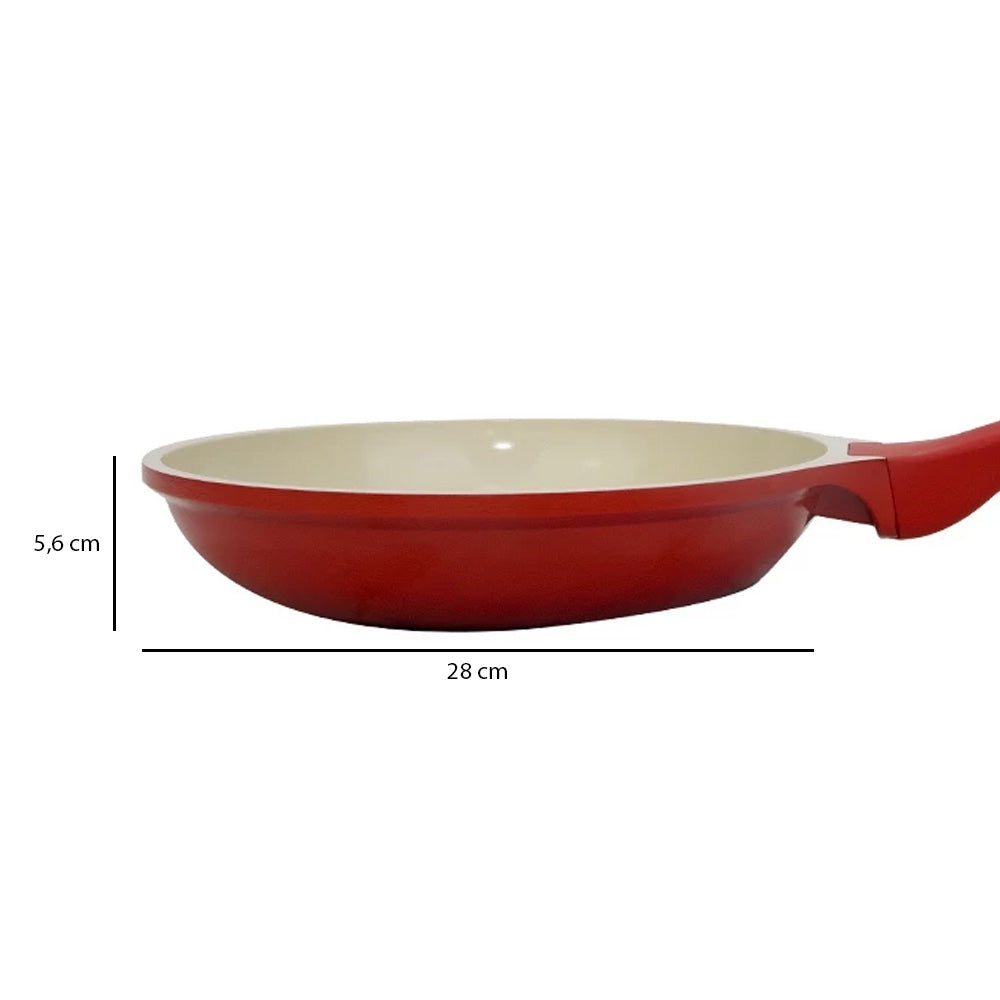 Frigideira Antiaderente Cerâmica 28cm Indução 2,7l Cook&chef Vermelha